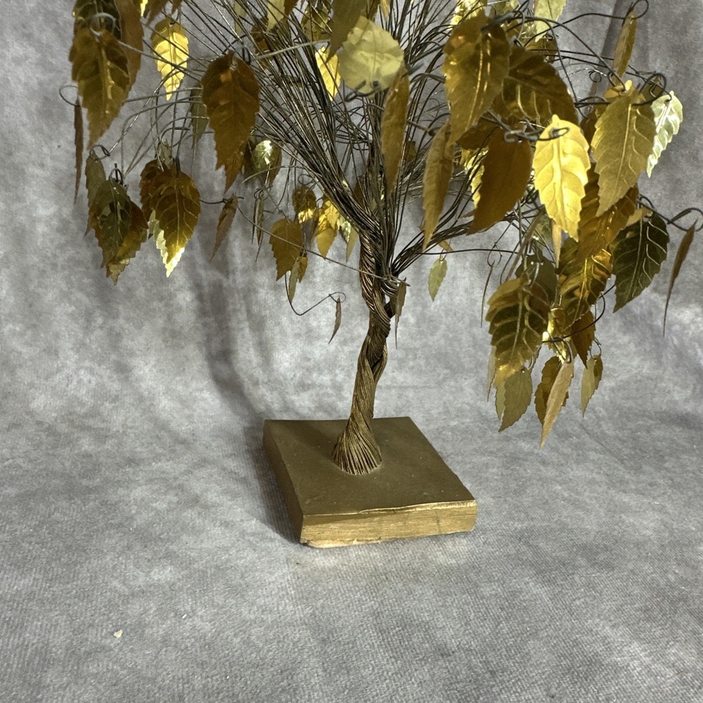 Vtg Mid Century Brass Wire Money Tree Metal Art Sculpture Good Luck Dream 9" - Picture 4 of 8